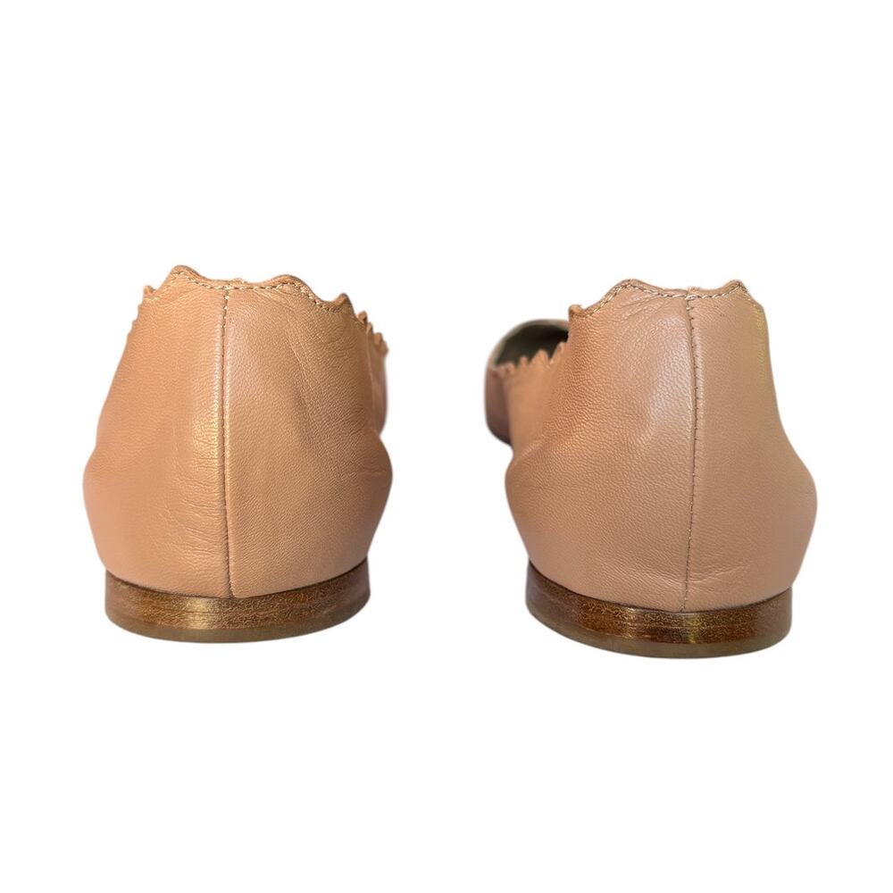 Chloe Lauren Ballerina Scalloped Edge Leather Flats Rosy Beige size 38/8 US - Picture 5 of 16